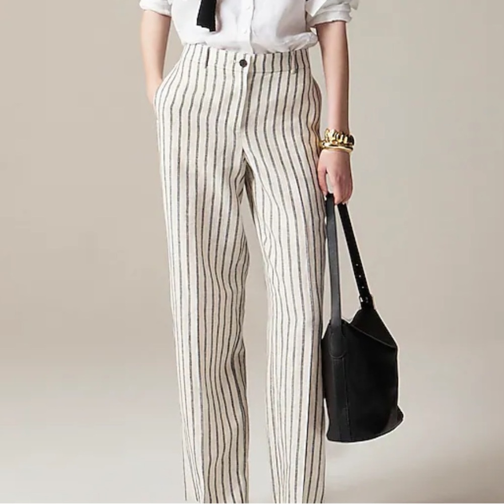 J.Crew Harbor Wide Leg Striped Linen Pants Size XXL
